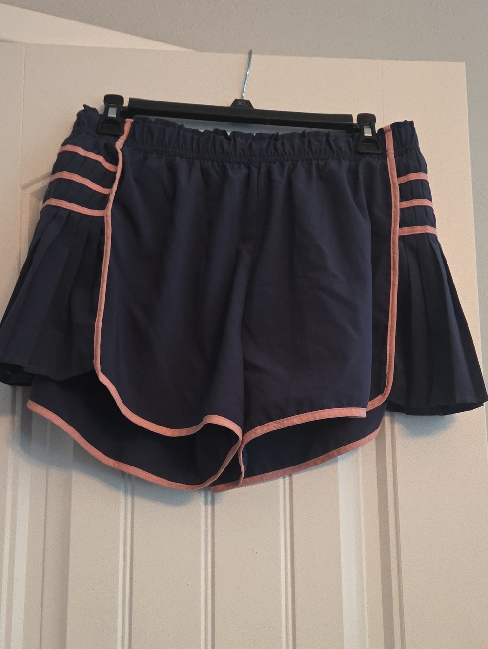 Navy Blue Women's Athletic Shorts with Pink Trim